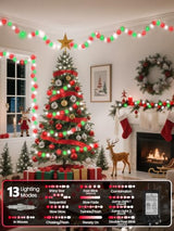 Connectable 100LED 43FT Red White and Green Christmas String Lights Indoor