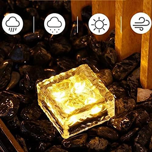 Zukof Solar Ice Cube Lights for Outdoor Garden Decoration - 4” x 4” Frosted Acrylic Waterproof Solar Brick Table Lamps Landscape Lights for Yard, Patio, Pathway (Warm White) (1 Piece)