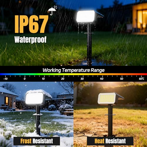 Solar Spot Lights Outdoor Waterproof, 10 Pack, 118 LED Cool White