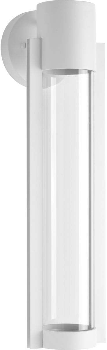 Progress Lighting Z-1030 LED Collection 1-Light Clear Glass Modern Outdoor Medium Wall Lantern Light White | Lumora