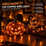 Dazzle Bright Orange Halloween Fairy String Lights, 4 Pack Total 80FT 240LED Copper Wire Battery Operated Waterproof Lights, Halloween Decorations for Indoor Home Outdoor Patio Yard Party Decor
