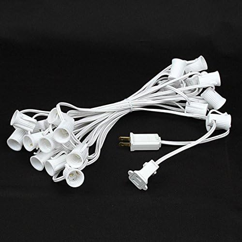 G50 Patio String Lights with 25 Clear Globe Bulbs Outdoor Cafe Hanging Lights White Wire - 25 Feet