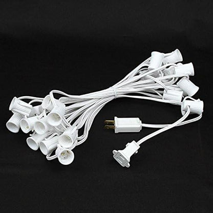 G50 Patio String Lights with 25 Clear Globe Bulbs Outdoor Cafe Hanging Lights White Wire - 25 Feet
