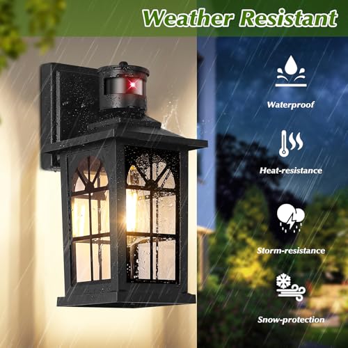 BesLowe Motion Sensor Outdoor Wall Light Fixture, Dusk to Dawn Porch Light