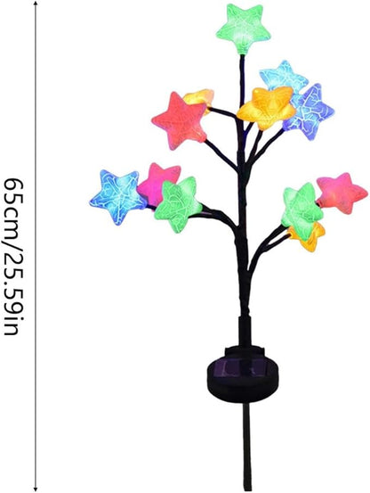 2 Pcs Solar Lights with Star Shape, Solars Garden Light with 2 Lighting Modes, Solar Stake Lights Outdoor Waterproof, Easter Decorations, Decorative Light for Garden Yard Lawn Pathway