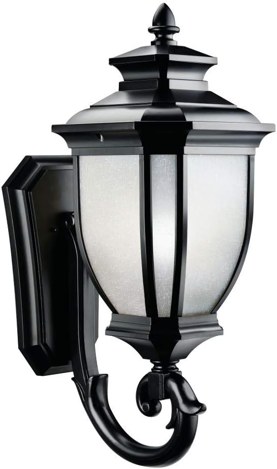 Kichler Salisbury 29" 1 Light Outdoor Wall Light with White Linen Glass in Black
