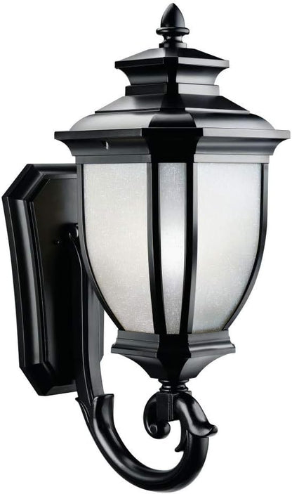 Kichler Salisbury 29" 1 Light Outdoor Wall Light with White Linen Glass in Black