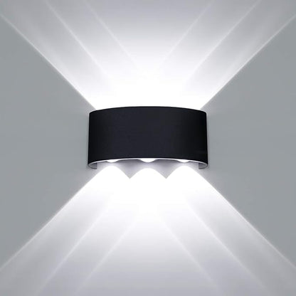 Kawell 6W Waterproof Modern Wall Sconces LED Wall Light Up Down Aluminum Wall Lamp LED Indoor Outdoor for Bathroom Bedroom Living Room Porch Stairs Hotels Garden Pathway, Black 6000K