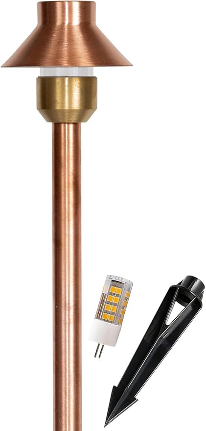 LED Pathway 130 Landscape Light - 12V Solid Copper Low Voltage 4W G4 LED Light Bulb Warm White Included Outdoor | Lumora