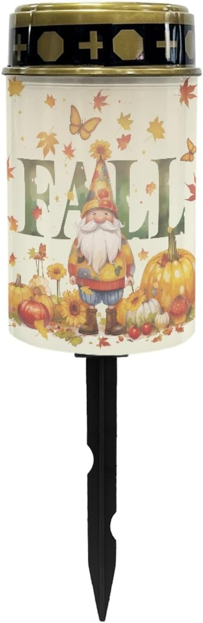 Fall Dwarf Solar Lights Outdoor Halloween Decor Lantern Solar Garden Stake Lights Flameless Warm White Lights for Kitchen Home Solar Lights Outdoor Waterproof Stoplights