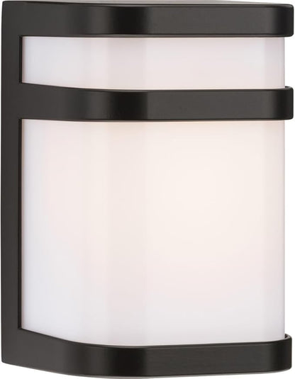Progress Lighting Valera LED Collection 1-Light Matte White Acrylic Shade Modern Outdoor Small Wall Lantern Light Architectural Bronze