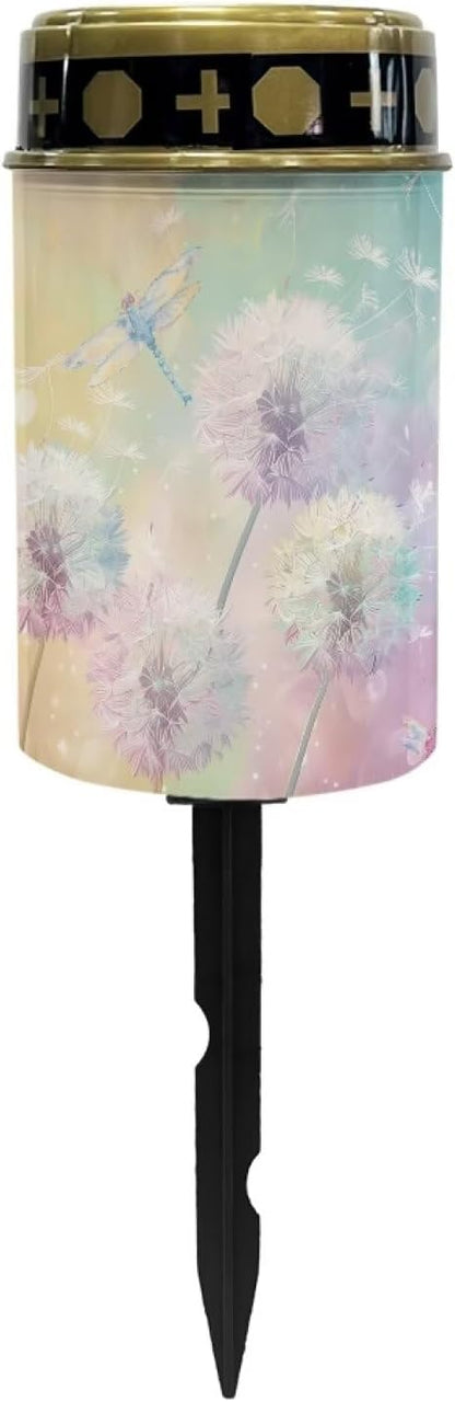 Dandelion Solar Powered Lights Multipurpose Solar Garden Stake Lights Cemetery Decorations for Grave Decorative Memorial Lights Gravesite Decor for Loss of Loved One
