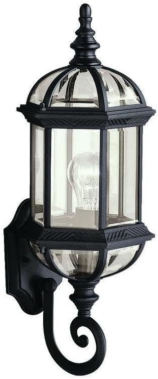 Kichler Barrie 22" Outdoor Wall Light in Black, 1-Light Exterior Wall Sconce with Clear Beveled Glass, (22" H x 8" | Lumora