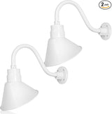 10in. White Angle Shade Gooseneck Sign Light Fixture With 14.5 in. Long Extension Arm - Wall Sconce Farmhouse | Lumora