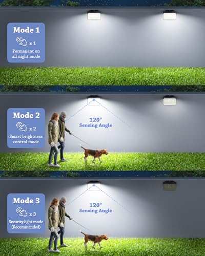CLAONER 6-Pack Solar Motion Sensor Lights Outdoor, 168 LED Waterproof Security Light with 3 Modes, for Garden, Fence, Garage, Deck, Door Step