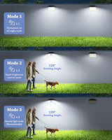 CLAONER 6-Pack Solar Motion Sensor Lights Outdoor, 168 LED Waterproof Security Light with 3 Modes, for Garden, Fence, Garage, Deck, Door Step