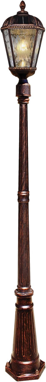 Gama Sonic Outdoor Solar Lamp Post Light, Brushed Bronze Aluminum and Rain Glass Panels, 10-Year Royal Bulb, Warm | Lumora