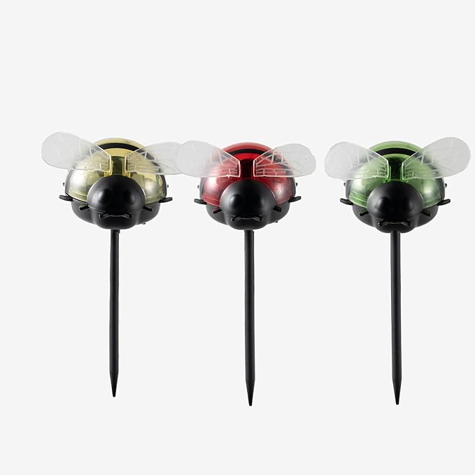 Solar Lights for Outside 3 Pack Solar Garden Bee Stakes Outdoor Lights for Yard Patio Decor