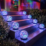 8 Pack 4.72" Multicolor Solar Power Cracked Glass Orb Light Outdoor