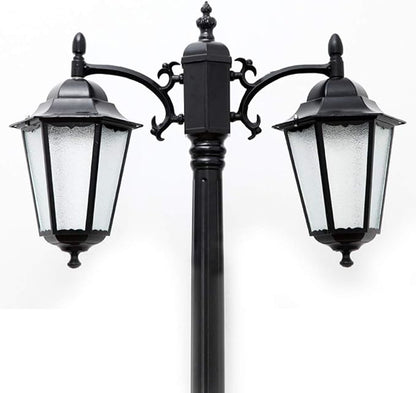 Lights Outdoor 2-Head European Creative Hexagon Streetlight Outdoor Waterproof Patio Landscape Lantern Edison E27 High Pole Patio Pedestal Light Community Decoration Pedestal Light Stadium (Color : Bl
