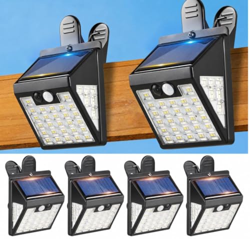 Clip on Solar Lights Outdoor, 600LM Motion Sensor Fence Lights