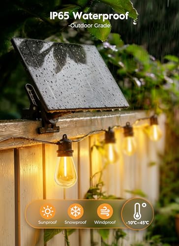 Minetom 163FT Solar String Lights Outdoor Waterproof,S14 Patio Lights