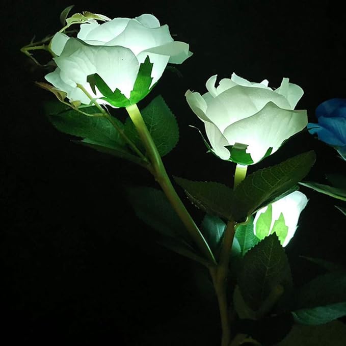 Solar Garden Stake Lights, Rose Flowers Lights LED Solar Stake Lights with 5 Roses Waterproof for Garden, Yard, Christmas Pathway, Grave Decor