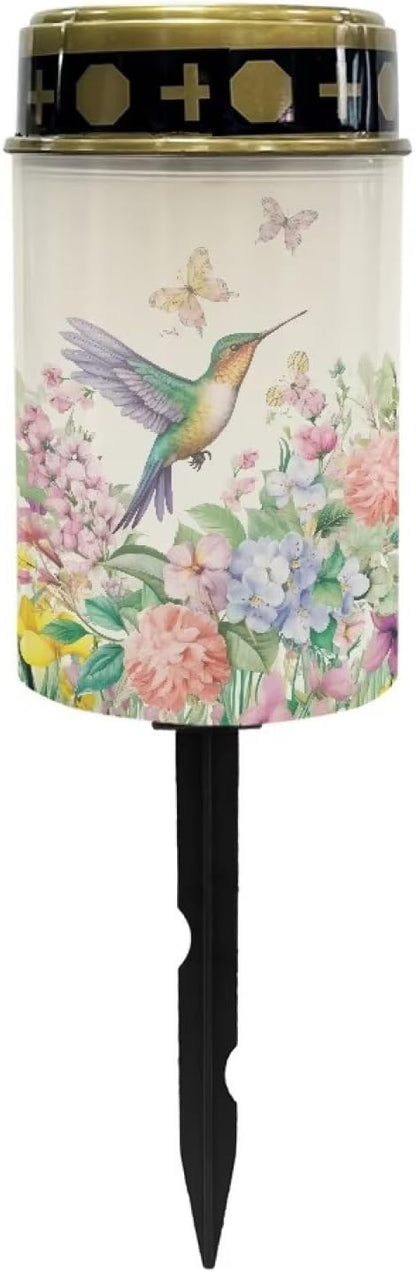 Hummingbird Cemetery Solar Lights Floral Eternal Lights for Cemetery Solar Powered Solar Cemetery Solar Light for Grandma Garden Stake Lights Garden Lawn Yard Patio Decor