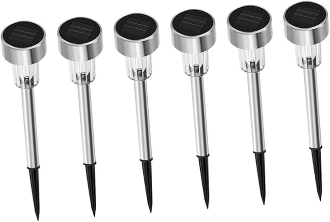 NUOBESTY 6pcs Solar Garden Lights Outdoor LED Landscape Pathway Lamps with Ground Stake for Patio Driveway Decoration