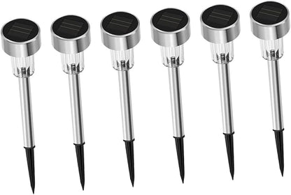 NUOBESTY 6pcs Solar Garden Lights Outdoor LED Landscape Pathway Lamps with Ground Stake for Patio Driveway Decoration