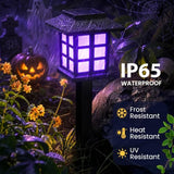 GIGALUMI Halloween Solar Lights Outdoor,12ps Purple Halloween Decorations.
