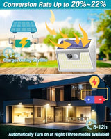 Solar Lights Outdoor 1 Pack, 140LED/3 Modes Motion Sensor Lights Solar Powered, Wireless IP65 Waterproof Solar Wall Lights Outdoor Lights, Bright for Deck Fence Patio Front Door, Warm Light (White)