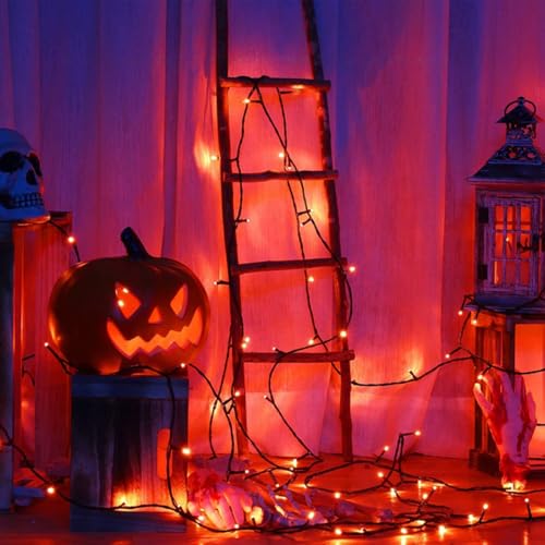 75.8FT 200 LED Extendable Orange Halloween String Lights Indoor Outdoor