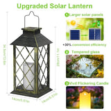2 Pack 14'' Large Tempered Glass Solar Lanterns Outdoor Waterproof