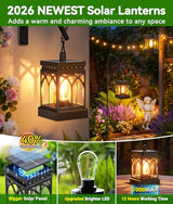 KOOPER 6 Pack Solar Lanterns Outdoor Waterproof, Brighter Hanging Solar Lantern Lights for Outside, Auto ON/Off Lanterns Decorative Outdoor for Garden Table Yard Path Tree Patio Lawn Decor, Gifts