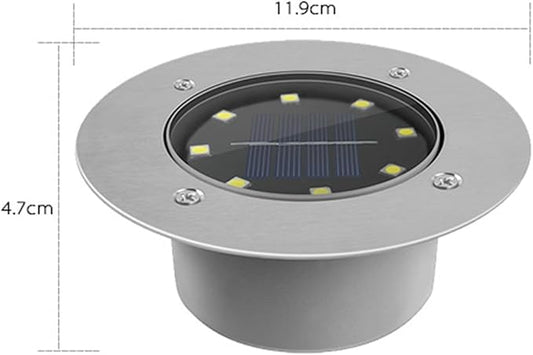 Operitacx Solar Ground Light LED Waterproof In-ground Lawn Light with 8 LEDs for Outdoor Garden Pathway Yard