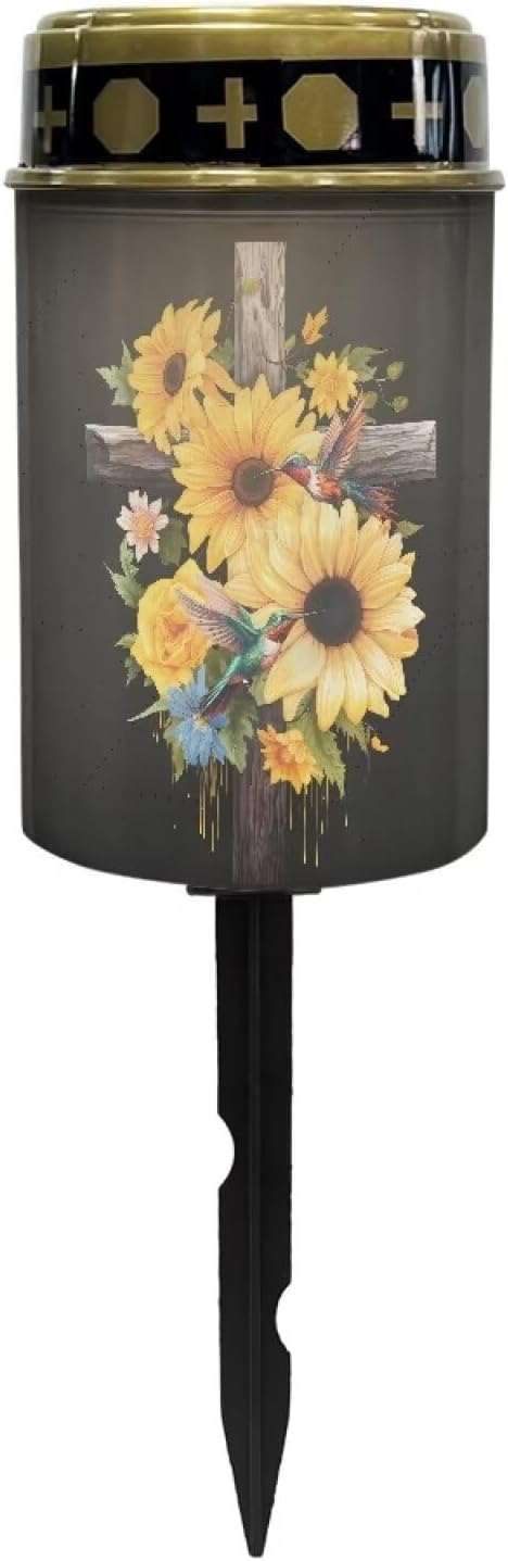 Cross Sunflower Solar Garden Stake Lights Solar Lights Outdoor Garden for Cemetery Grave Decorations, Memorial Gift, Christmas Yard Art, Sympathy Gifts