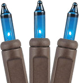 Novelty Lights 50 Feet 100 Bulbs Traditional Incandescent Mini Lights, Teal on Brown Wire with 6" Spacing | Lumora