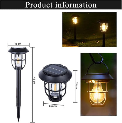 Solar Pathway Lights 2 Pack Motion Sensor, IP65 Waterproof, 120LM Warm White Tungsten Bulb for Garden Yard Lawn Decor