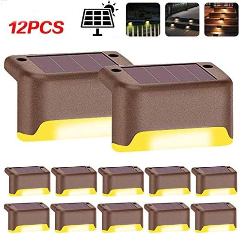 MODOAO Solar Deck Lights Solar Step Lights Waterproof Led Solar Lamp Led Solar Fence Lamp for Patio, Stairs,Garden Pathway, Fences and Path and Driveway (12 Pack)