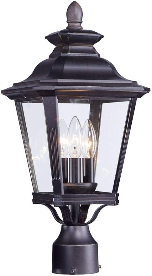 Maxim Knoxville-Three Light Outdoor Post Lantern in Early American Style-9 Inches Wide by 19.5 inches high | Lumora