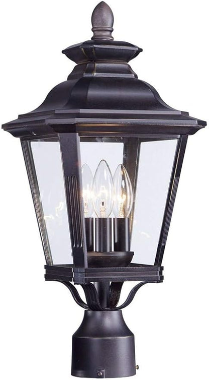 Maxim Knoxville-Three Light Outdoor Post Lantern in Early American Style-9 Inches Wide by 19.5 inches high