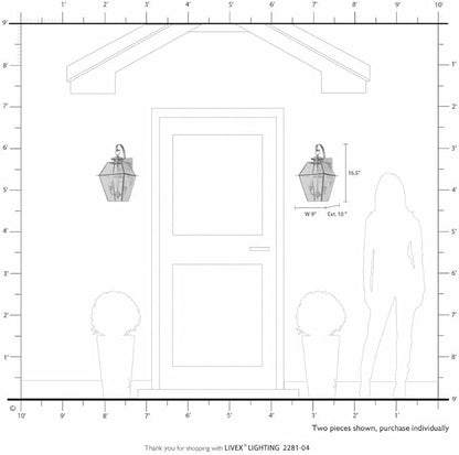 Livex Lighting 2281-01 Westover 2-Light Outdoor Wall Lantern, Antique Brass, 18" x 11" x 11.8"