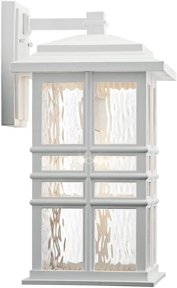Kichler Beacon Square 17.5" 1 Light Outdoor Wall Light with Clear Hammered Glass in White | Lumora