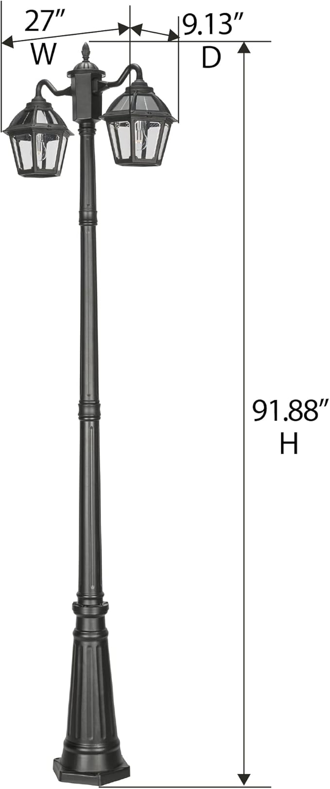 Gama Sonic Polaris Double Head Lamp Post (177B50002), Black Finish - Outdoor Path Light | Lumora