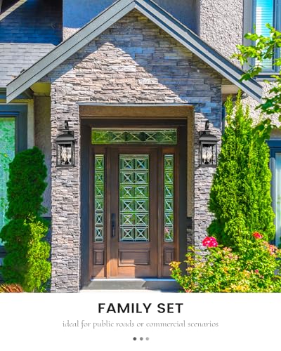 FEMILA 3-Light Outdoor Wall Light, 26" Large Exterior Wall Lantern with Water Ripple Glass, Porch Light for Entryway, Patio, Garage, and Doorway, E12 Base, 4FD54B-L SD BK