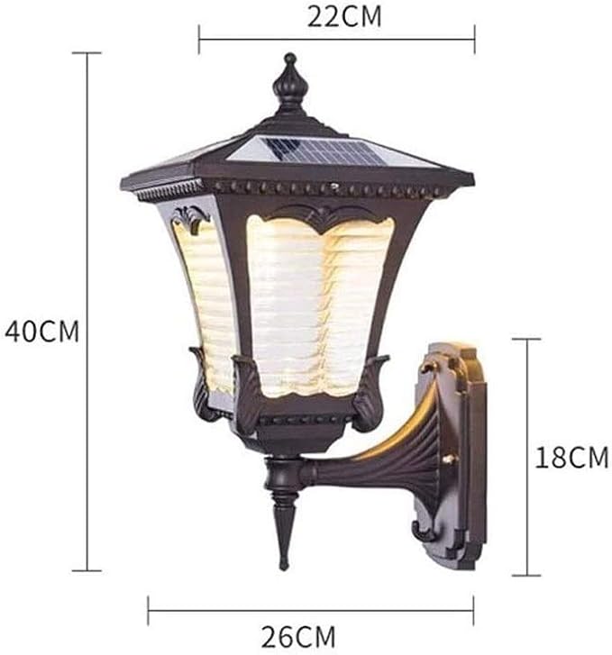 Wall Mounted Light Wall Lamp LED Solar Energy Remote Control Outdoor Balcony Vintage IP55 Waterproof Aluminum Glass Lantern Wall Light Balcony Patio Decoration Lighting Restaurant Cafe Garden (B