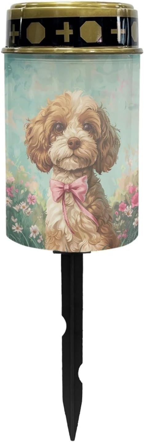 Bow-Tie Dog Solar Lights for Grave Cemetery Light Waterproof Outdoor Lamp Remembrance Gift Lightweight Garden Decorations