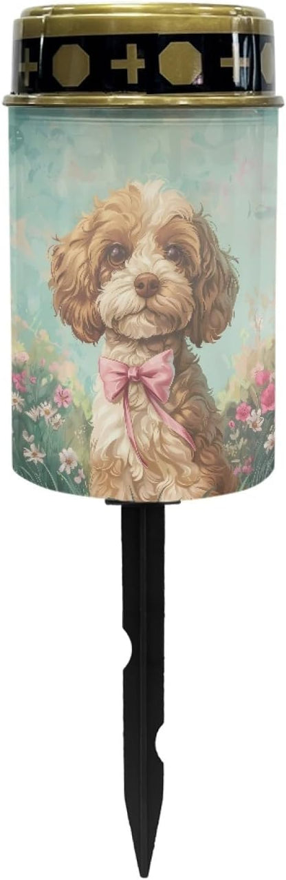Bow-Tie Dog Solar Lights for Grave Cemetery Light Waterproof Outdoor Lamp Remembrance Gift Lightweight Garden Decorations