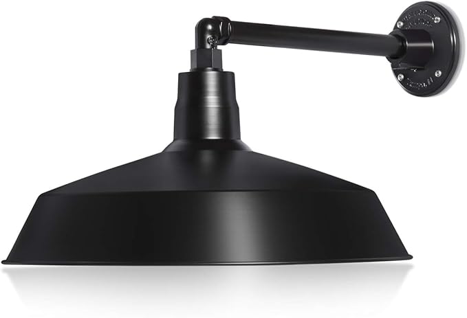 17in. Satin Black Outdoor Gooseneck Barn Light Fixture With 13in. Long Extension Arm - Wall Sconce Farmhouse | Lumora